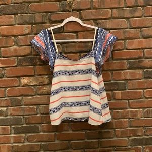 Off-shoulder short sleeve blouse shirt